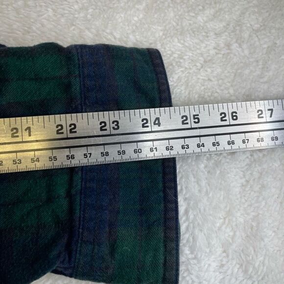 LL Bean Relaxed Mens XL Green Blue Blackwatch Plaid Tartan Button Down Flannel - Picture 8 of 10